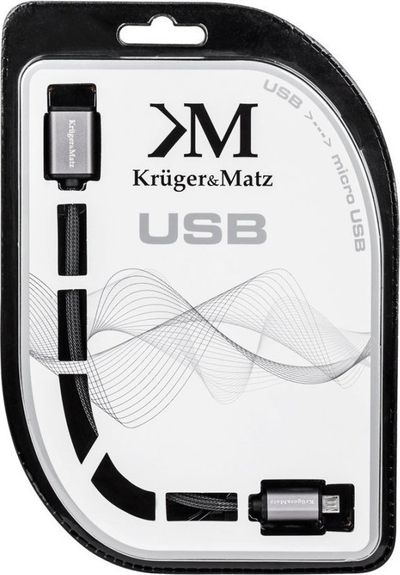 Kabllo USB Kruger&amp;Matz KM0333, USB A në microUSB, 0.2m, argjendtë