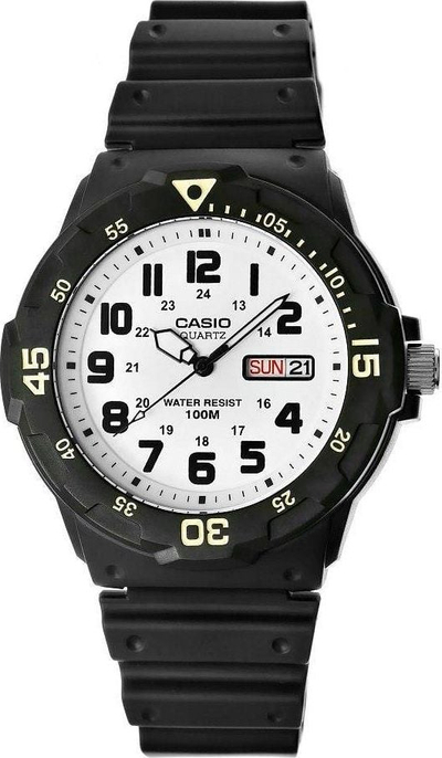 Ora dore Casio MRW-200H-7B, sportive, rezistente ndaj ujit, e bardhë