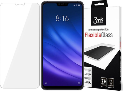 Xham mbrojtës 3MK FlexibleGlass për Xiaomi Mi 8 Lite, hibrid fleksibël, transparencë e lartë, transparent