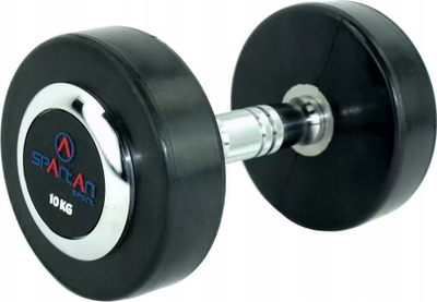 Hantel fiks Spartan 10 kg, i veshur me gomë, argjend me zi