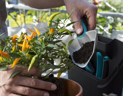 Set veglash kopshti Gardena Urban Garden Balcony Kit 8971-20, 4 pjesë, me kuti për ruajtje, gri