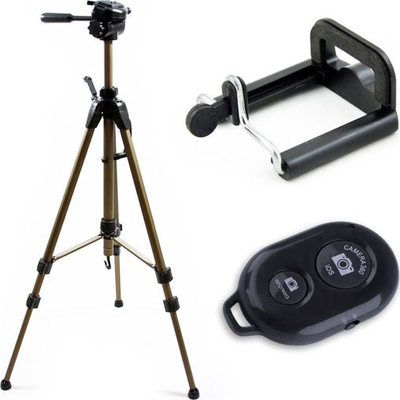 Tripod telefoni Fancier SB4164, 1.8 m, me telekomandë Bluetooth, i zi