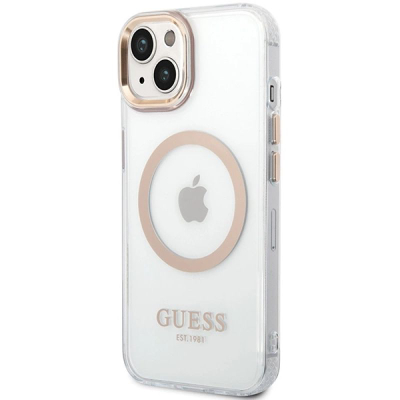 Futrollë telefoni Guess GUHMP15MHTRMD, iPhone 15 Plus 14 Plus 6.7", e fortë, transparente me ari