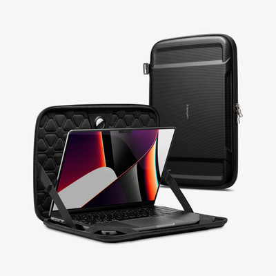 Çantë laptopi Spigen Rugged Armor Pro Pouch, për 16", mbrojtëse e fortë, e zezë