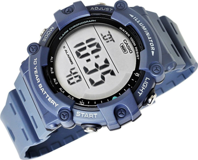 Ore digjitale Casio AE1500WH-2, ekran i gjerë LCD, mban ujë 100m, blu