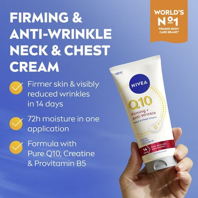 Krem anti-rrudhë për qafë dhe dekolte Nivea Q10, 200 ml