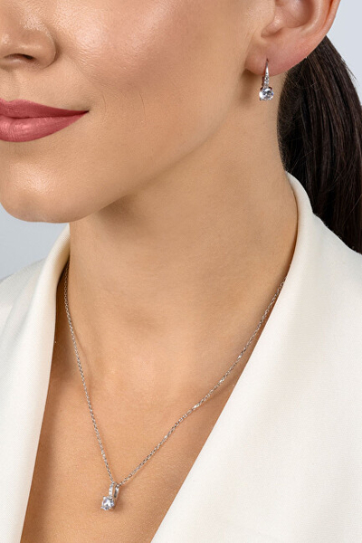 Set bizhuterish Brilio Silver Elegant, argjend 925, i veshur me ar, me zirkone të bardha