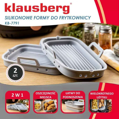 Силиконски инсерти за правоаголна фритеза Klausberg KB-7791, сет 2 парчиња, бели