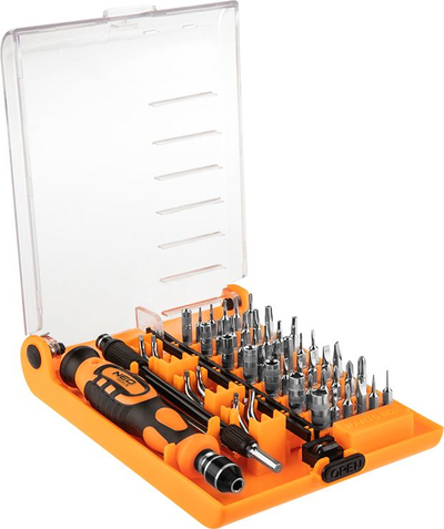 Set veglash NEO Tools 06-111, me bita për tornavidë, 60 pjesë, portokalli