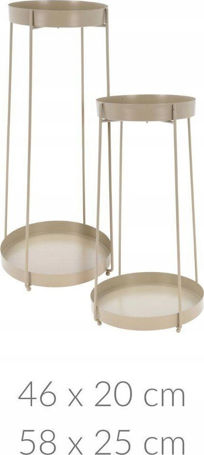 Stendë lulesh Koopman, metal, set me 2 copë, bezhë