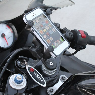 Mbajtës telefoni për motor RAM Mounts X-Grip, krah i shkurtër, montim në bosht piruni, i zi