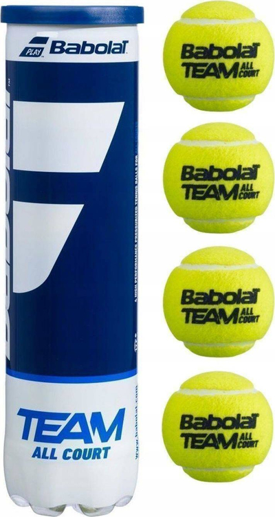 Toptha tenisi Babolat Team All Court, set 4 copë, presion i lartë, të verdhë