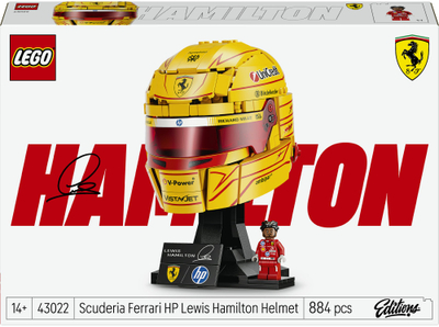 Set ndërtimi LEGO Scuderia Ferrari HP Lewis Hamilton Helmet 43022, 884 pjesë, koleksionues, i verdhë