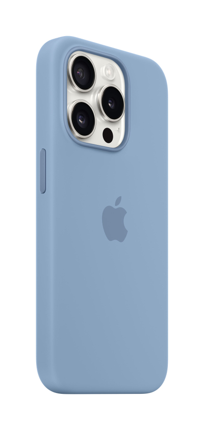 Маска Apple за iPhone 15 Pro Silicone Case со MagSafe, Winter Blue