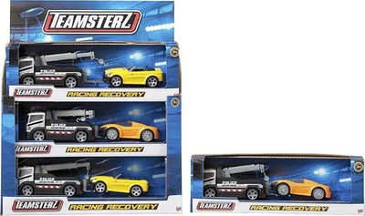 Set lodrash Teamsterz Recovery Tow Truck, metal die-cast, kamion çarrë tërheqës me makinë sportive, shumëngjyrësh