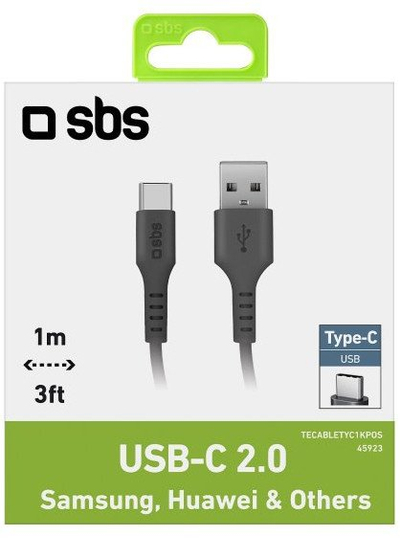 Kабел за полнење и податоци Sbs Type C, USB 2.0, бел