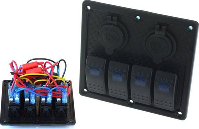 Panel kontrolli TurboWorks Switch F, 5 çelësa ON OFF, 2x USB 3.1A, blu
