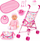 Karrocë lodër për kukulla Bayer Design Buggy Umbrella, për kukulla 46 cm, e palosshme, rozë unicorn