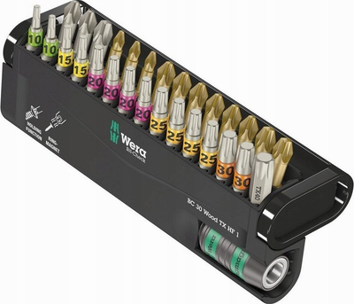 Set bitash Wera Bit-Check 30 Wood TX HF 1, 30 copa, për dru