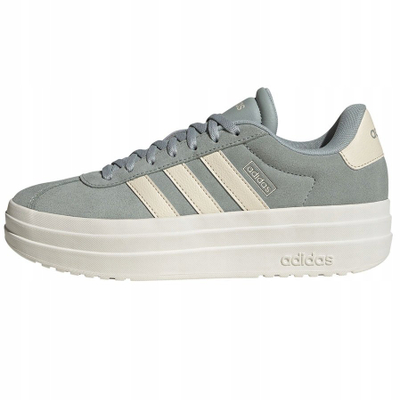 Atlete gocash Adidas VL Court, me platformë, lëkurë, gri me bezhë