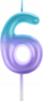 Qiri ditlindje Candle 6 Ombre, numri 6, 6 cm, ombre