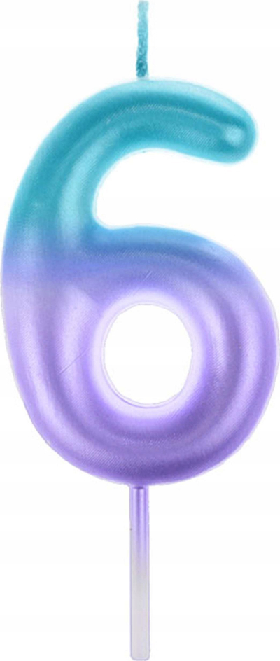 Qiri ditlindje Candle 6 Ombre, numri 6, 6 cm, ombre