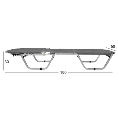 Shezllon profesional alumini, 60×195×30 cm (HM5071.10), gri
