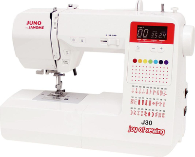 Makinë qepëse elektronike Janome JUNO J30, 30 programe qepjeje, ekran LCD, e bardhë