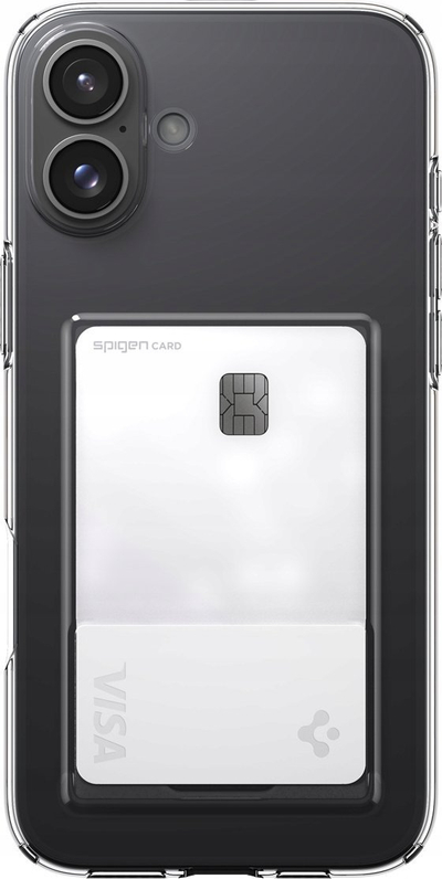 Mbështjellës telefoni Spigen Crystal Slot për iPhone 16, mbajtëse karte, transparent