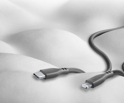 Kabllo karikimi Cellularline Soft, USB‑C në Lightning, MFi, e zezë