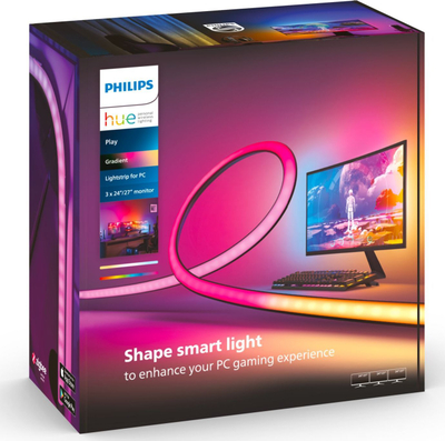 Shirit drite i zgjuar Philips Hue Gradient PC Strip, për 3 monitorë 24-27", i bardhë