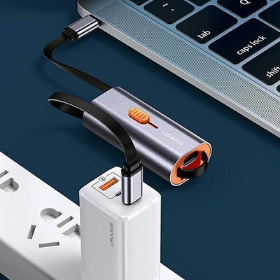 Kabllo USB Usams US-SJ560, 2x USB-C, 60W, argjendtë