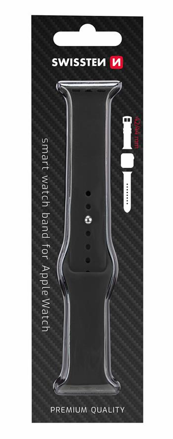 Rrip silikoni Swissten për Apple Watch 42-44mm, i zi