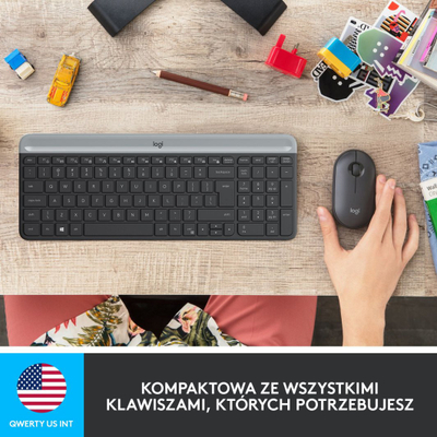 Set tastierë dhe maus Logitech MK470 Slim Wireless me kamera Logitech Brio 100, Full HD 1080p, i zi