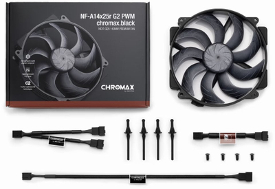 Ventilator PC Noctua NF-A14x25r G2 PWM Chromax.Black, 140mm, i zi