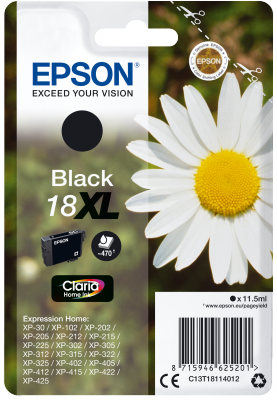 Ngjyrë Epson Singlepack 18XL Claria Home Ink, e zezë