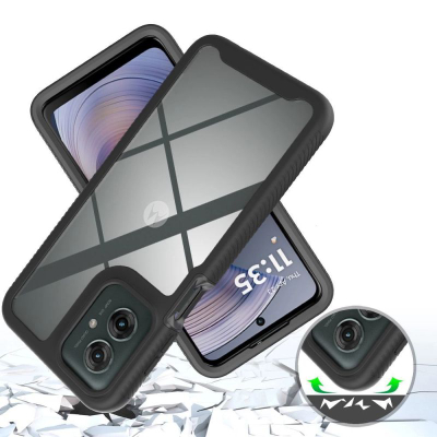 Куќиште за телефон Tech-Protect Defense за Motorola Moto G15 G15 Power G05 E15, дводелно, со заштитно стакло, црно
