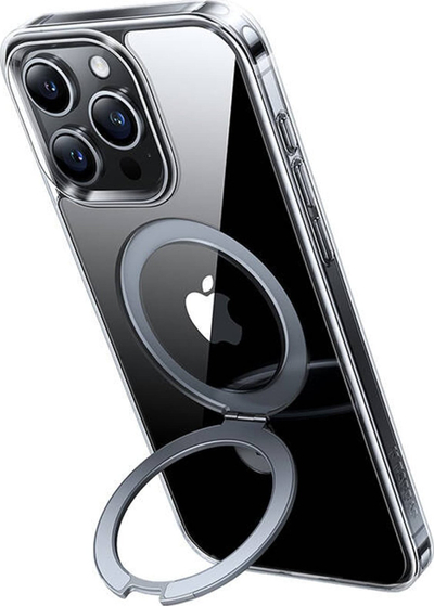 Футрола за телефон Torras UPRO Ostand Clear за iPhone 15 Pro, магнетна, со држач, проѕирна