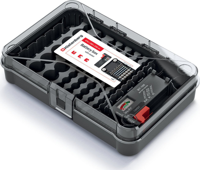 Kuti për bateri BATTERY BOX, me tester, plastike, 29.5x19.5x7 cm
