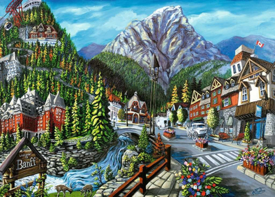 Puzzle Ravensburger Welcome to Banff, 1000 copa, peizazh malor, shumëngjyrësh