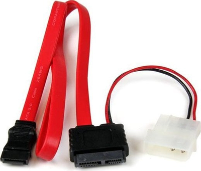 Kабел StarTech Slimline SATA во SATA, 36\", со LP4, црн
