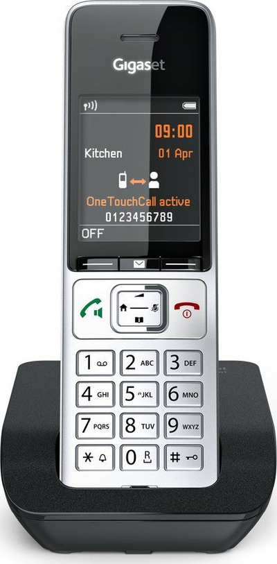 Telefoni fiks Gigaset COMFORT 500, analog, ekran 2.2", argjendtë e zi