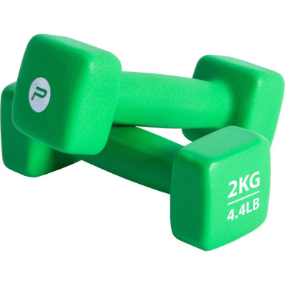 Hantel neopren Pure2Improve, 2 kg, jo rrëshqitës, jeshil