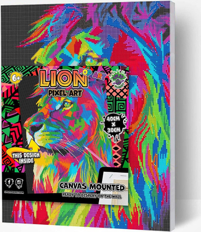 Set pikturimi me diamante Splat Planet Lion, kanavacë 40 x 30 cm, pop art, shumëngjyrësh