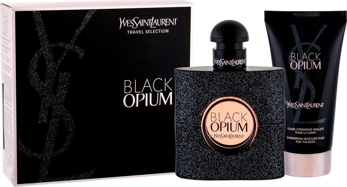 Set Eau de Parfum dhe losion trupi Yves Saint Laurent Black Opium, 2 x 50 ml