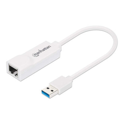 Përshtatës rrjeti Manhattan USB 3.0 në Gigabit, RJ45, 2 Gbps, i bardhë