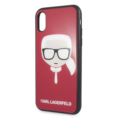 Mbulesë telefoni Karl Lagerfeld Iconic Glitter, për iPhone X XS, e kuqe