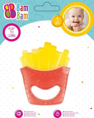 Играчка за никнување заби BamBam, црвена/жолта