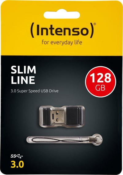 USB Intenso Slim Line, 128GB, USB 3.0, e zezë