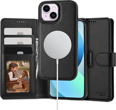 Mbulesë telefoni Tech-Protect Wallet MagSafe për iPhone 13, me xhepa për karta, e zezë